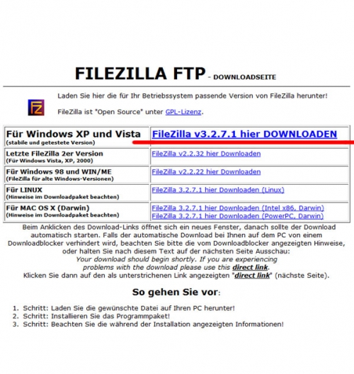 Filezilla herunterladen