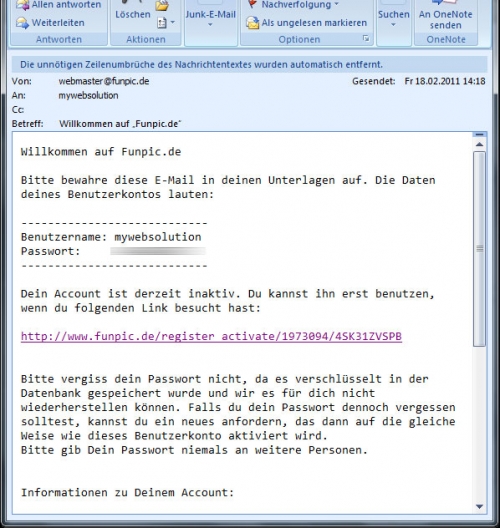 Funpic eMail bestätigen