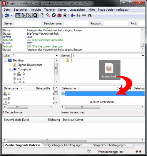 Filezilla Homepage hochladen