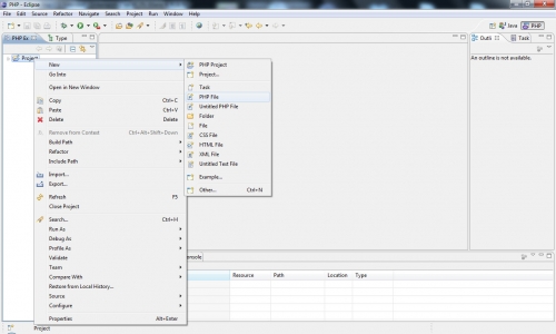 Eclipse - Create new PHP File