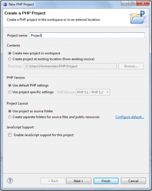 Eclipse - PHP Project Wizard