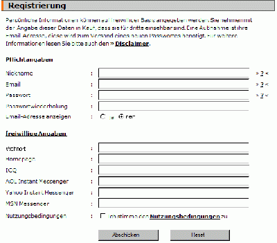 Registrierungsformular